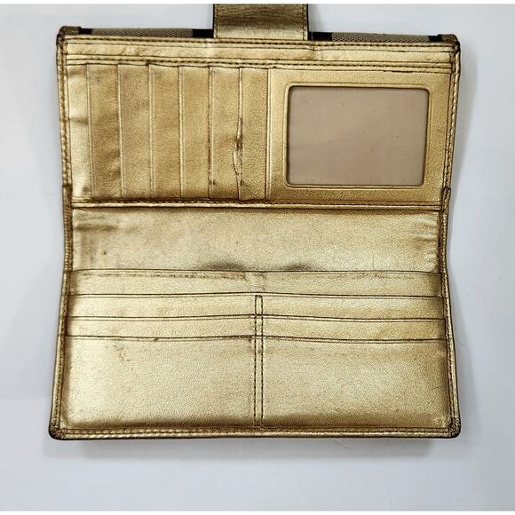 COACH 43609 Turnlock Signature Jacquard Bi-fold Wallet/ with Checkbook Wallet - Picture 5 of 11